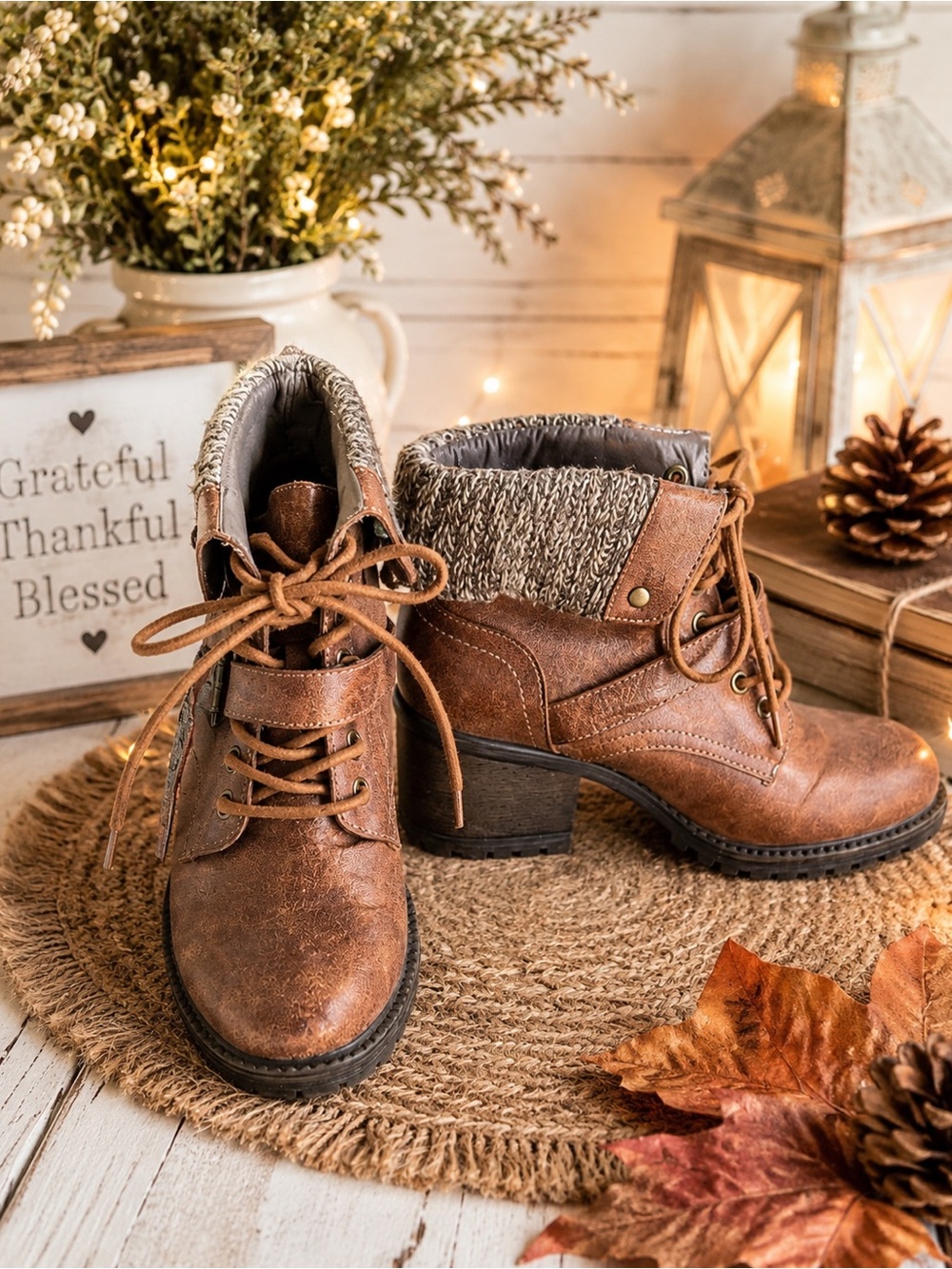 Brown thick  heeled boot by Rocketdog